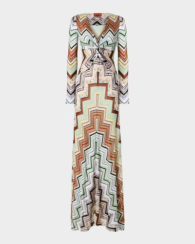 Missoni Chevron Crochet Knit Long-Sleeve Maxi Dress