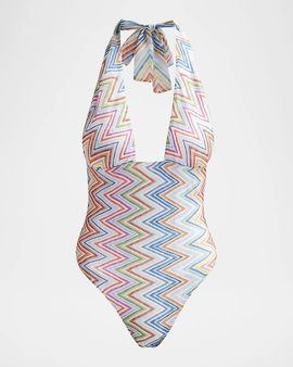 Missoni Chevron Halterneck One-Piece Swimsuit