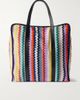 MISSONI HOME Riverbero leather-trimmed striped cotton-terry tote - 1