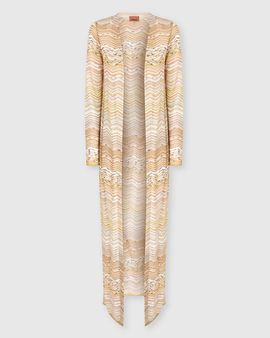 Missoni Metallic Chevron Knit Long Open Cardigan