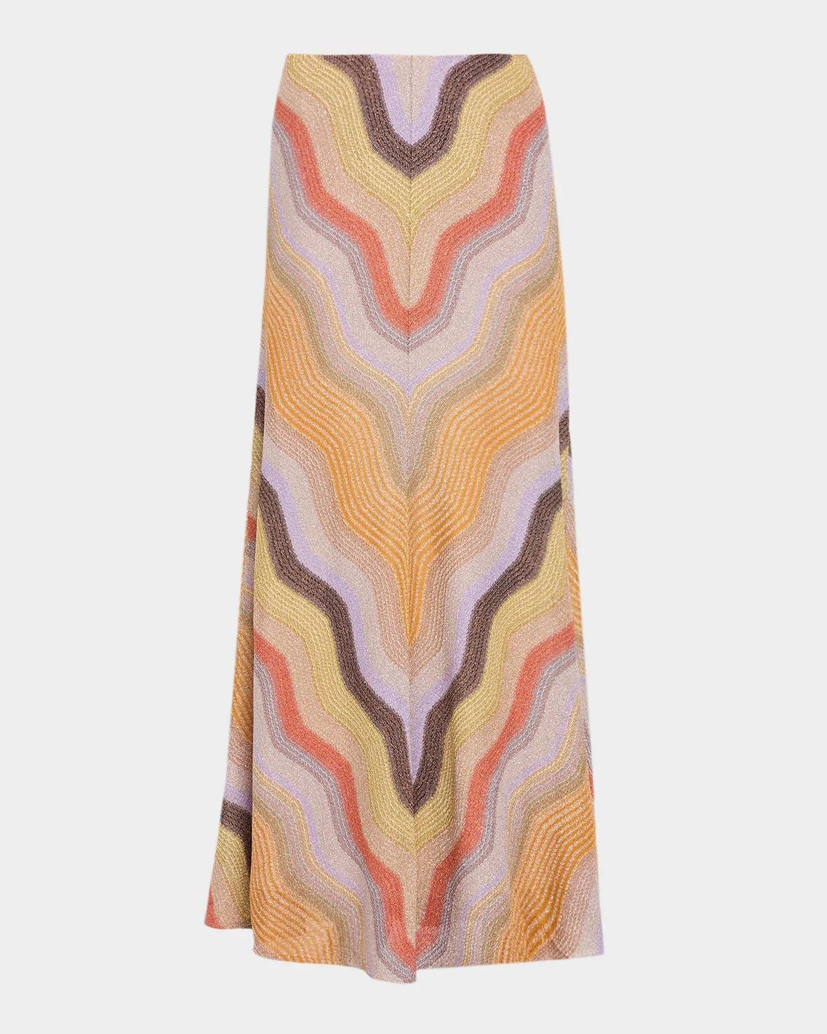Missoni Metallic Chevron Maxi A-Line Skirt