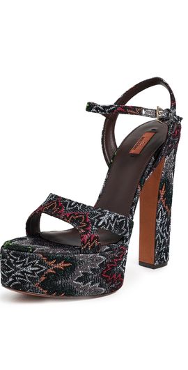 Missoni Missoni Angela Platform Heel Sandals Metallic Black