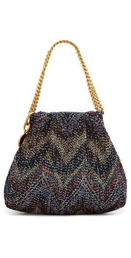 Missoni Missoni Caperdon Drawstring Chain Pouch Handbag Sequins Yellow Brown One