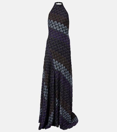 Missoni Missoni Halterneck knitted lamÃ© gown