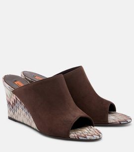 Missoni Missoni Mabel Zigzag suede wedge mules