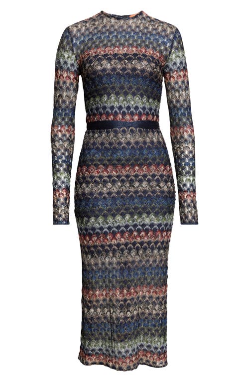 Missoni Missoni Metallic Long Sleeve Cutout Pointelle Midi Dress