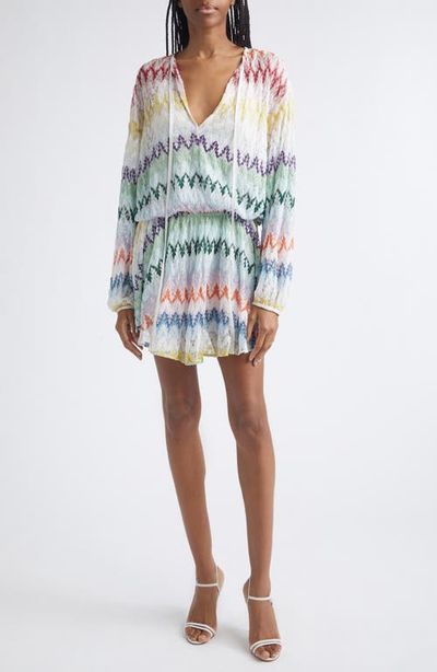 Missoni Missoni Metallic Long Sleeve Zigzag Lace Minidress