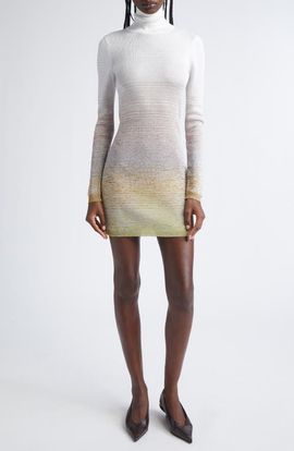 Missoni Ombré Stripe Long Sleeve Turtleneck Mini Sweater Dress