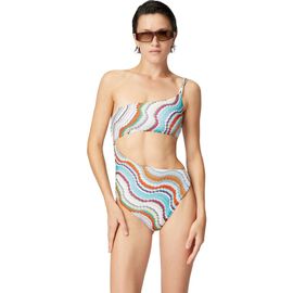Missoni Missoni One-shoulder One-piece Swimsuit With Lamé Wave Motif And Cut-out Detail