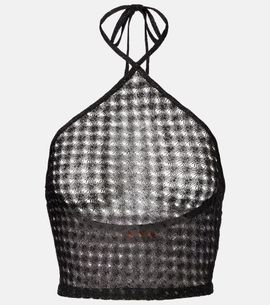 Missoni Missoni Open-knit halterneck lamé crop top