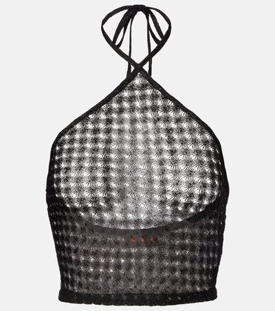 Missoni Missoni Open-knit halterneck lamé crop top