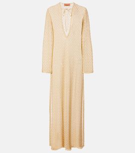 Missoni Missoni Open-knit tie-neck lamé kaftan
