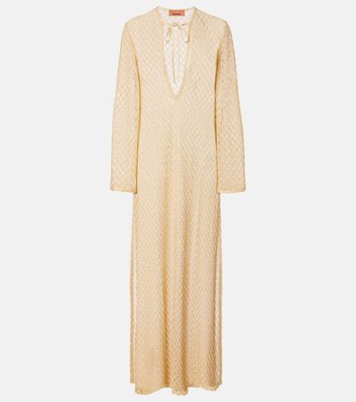 Missoni Missoni Open-knit tie-neck lamé kaftan