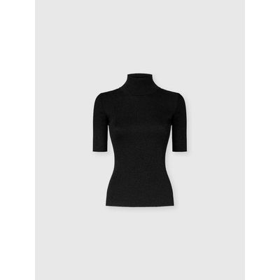 Missoni Missoni Ribbed Knit Top With High Neck And Short Sleeves