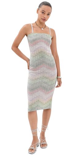 Missoni Missoni Sequin Midi Dress Multicolor Green/Pink/Orange