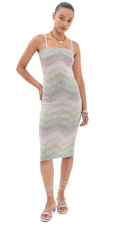 Missoni Missoni Sequin Midi Dress Multicolor Green/Pink/Orange