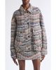 Missoni Missoni Sequin Oversize Metallic Chevron Knit Bomber Jacket - 1