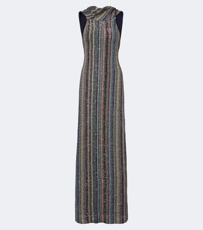 Missoni Missoni Sequined striped knitted lamé maxi dress