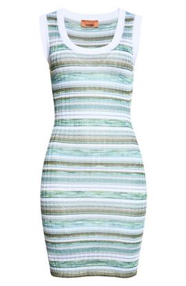 Missoni Missoni Sleeveless Space Dye Stripe Rib Mini Sweater Dress