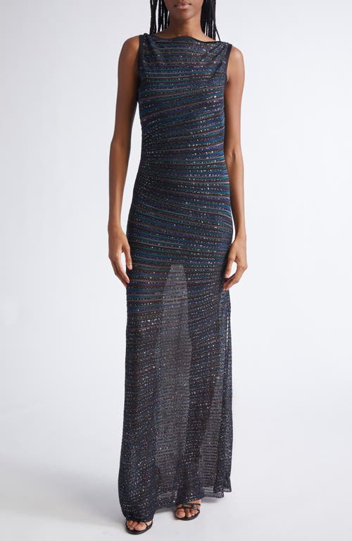 Missoni Missoni Stripe Bateau Neck Metallic Knit Dress