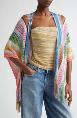 Missoni Missoni Stripe Fringe Trim Cape