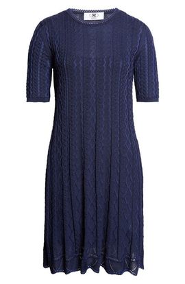 Missoni Missoni Tonal Zigzag Short Sleeve Pleated Sweater Dress