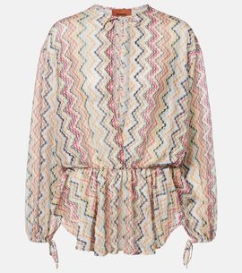 Missoni Missoni Zig Zag cutout gathered blouse