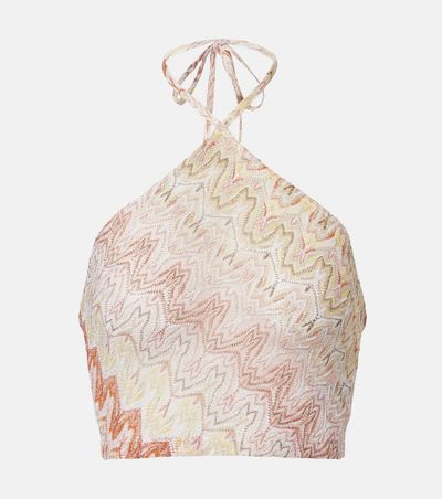 Missoni Missoni Zigzag halterneck lamé crop top