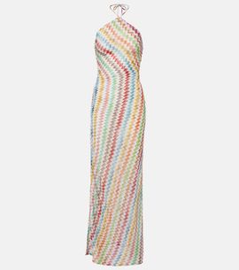 Missoni Missoni Zigzag halterneck lamé maxi dress