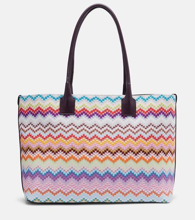 Missoni Missoni Zigzag leather-trimmed lamÃ© tote bag