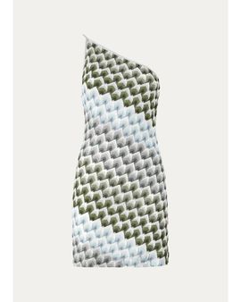 Missoni One-Shoulder Metallic Lace Knit Mini Dress