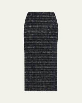 Missoni Paillette Wavy Check Tweed Midi Skirt