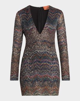 Missoni Sequin Chevron Knit Minidress
