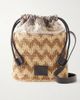 MISSONI Small striped leather-trimmed raffia bucket bag - 1