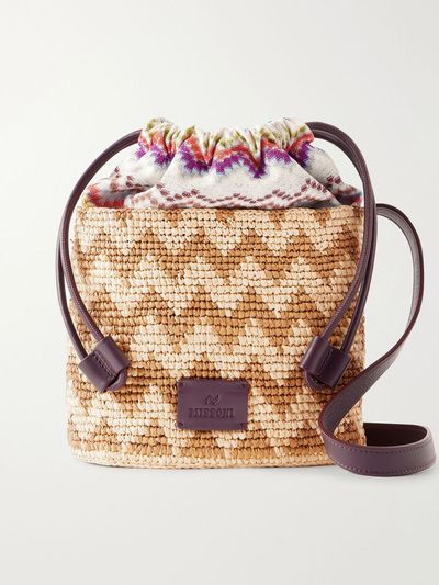 MISSONI Small striped raffia bucket bag