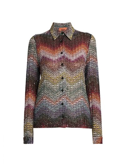 Missoni Women's Meander-Chevron Wefted-Loom Button-Front Shirt