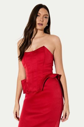 MissPap MissPap Premium Bonded Satin Corset Midaxi Dress