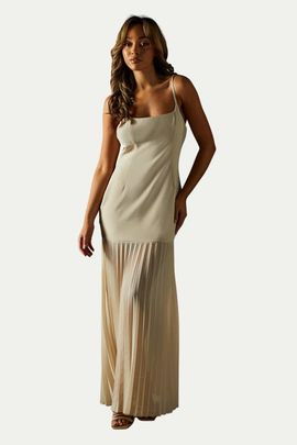 MissPap MissPap Square Neck Pleated Chiffon Maxi Dress
