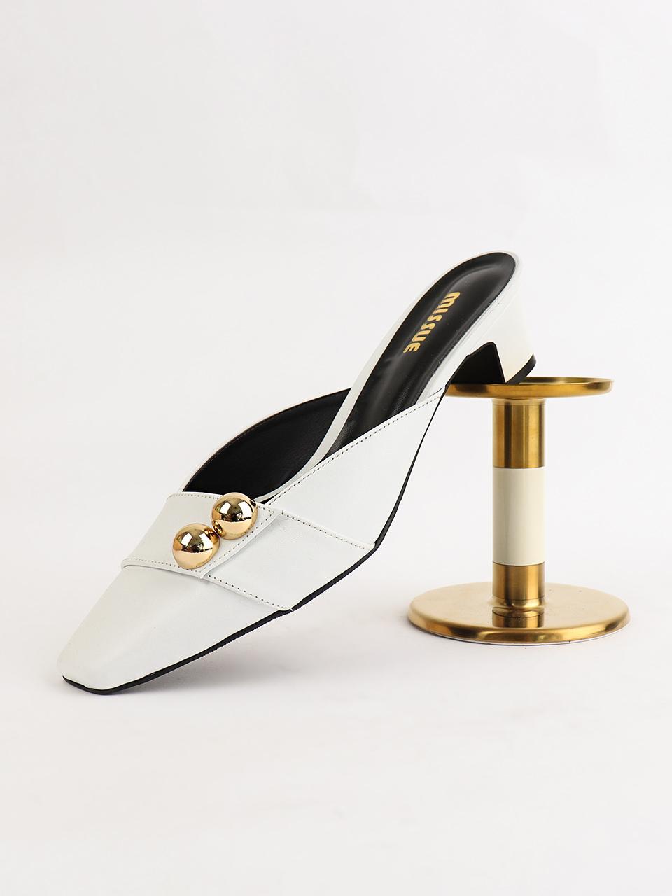 MISSUE Square Toe Mule White