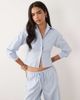 Missyempire Missy Empire balloon sleeve fitted shirt in blue pinstripe - part of a set - 1