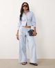 Missyempire Missy Empire balloon sleeve fitted shirt in blue pinstripe - part of a set - 2