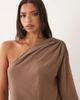 Missyempire Missy Empire chiffon asymmetric sleeve drape overlay detail bubble hem cutout back detail mini dress in mocha-Brown - 3