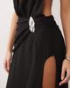 Missyempire Missy Empire chiffon plunge wrap metal detailing open back thigh split maxi dress in black - 3