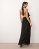 Missyempire Missy Empire chiffon plunge wrap metal detailing open back thigh split maxi dress in black - 4