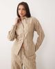 Missyempire Missy Empire cinch back detail fitted shirt in tan pinstripe - part of a set-Neutral - 1