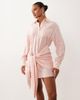 Missyempire Missy Empire cotton blend tie front detail button up shirt mini dress in pink stripes - 1