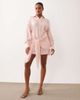 Missyempire Missy Empire cotton blend tie front detail button up shirt mini dress in pink stripes - 3