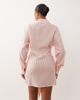 Missyempire Missy Empire cotton blend tie front detail button up shirt mini dress in pink stripes - 4