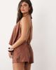 Missyempire Missy Empire cotton crinkle fabric pull on shorts in brown washed striped print - part of a set - 4