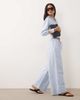 Missyempire Missy Empire cotton rich tie waist wide leg pants in blue pinstripe - part of a set - 1